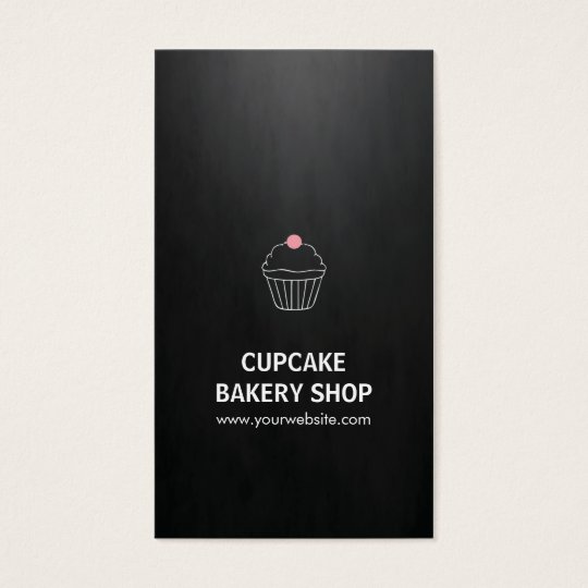 Elegant Black Pink Cupcake Sweet Bakery Shop Business Card