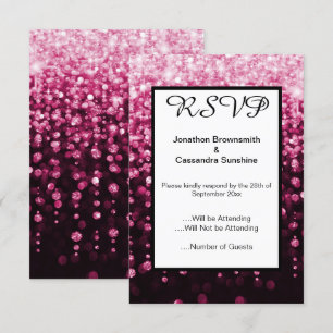 ELEGANT BLACK PINK DIAMOND WATERFALL RSVP INVITATION