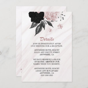 Elegant black pink flowers detail enclosure card