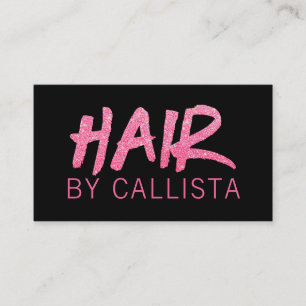 Elegant Black Pink Glitter Hair Business Card
