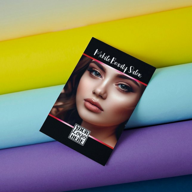 Elegant Black Pink Logo Photo QR Code Template  Business Card (Creator Uploaded)