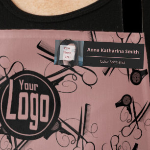 Elegant Black Pink Profile Image Expertise Name Tag