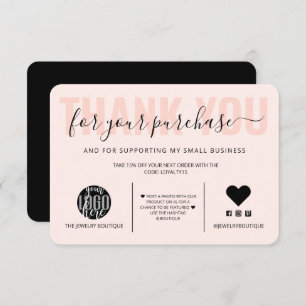 Elegant Black Pink Script Logo Customer Thank You