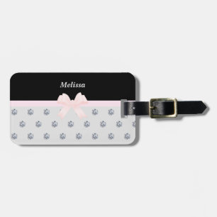 Elegant Black Pink Silver Luggage Tag