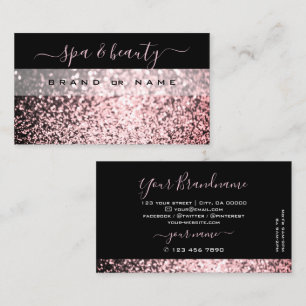 Elegant Black Pink Sparkling Glitter Professional Business Card