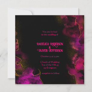 Elegant Black (pink text) Wedding invitation