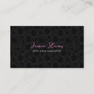 Elegant Black Pink & White Vintage Damasks Business Card