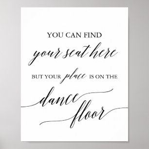 Elegant Black Place Card Dance Floor Sign
