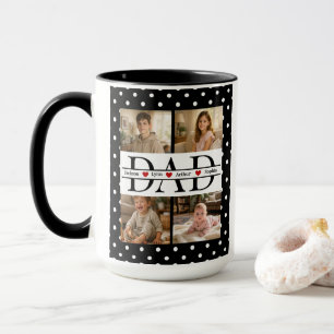 Elegant Black Polka Dot 4-Photo Custom Dad Gift Mug