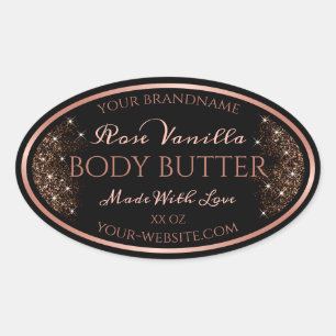 Elegant Black Product Packaging Labels Rose Gold