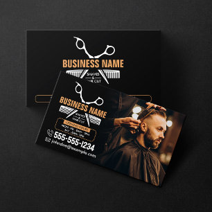 Elegant Black Professional BarberShop Hair Stylist Business Card