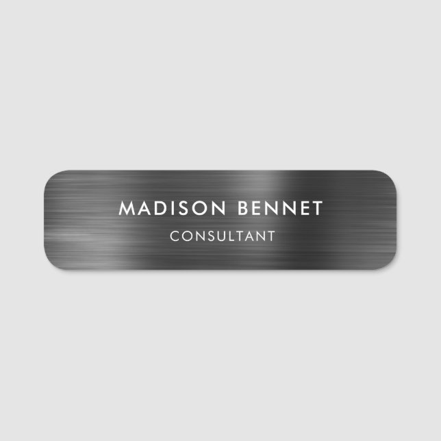 Elegant Black Professional Business Name Tag (Front)