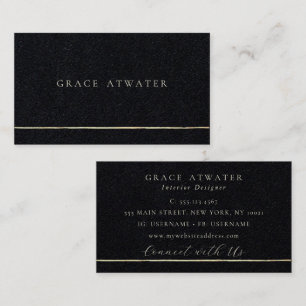 Elegant Black Professional Gold Stripe Business Card