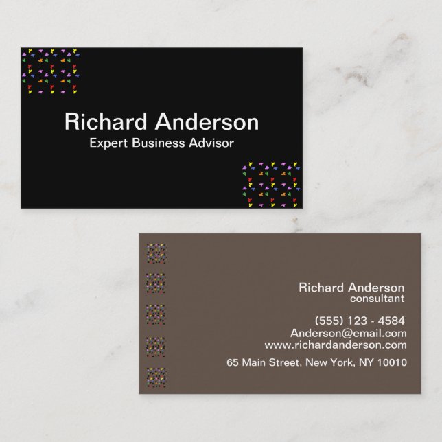 Elegant Black Professional Modern Business Card (Front/Back)