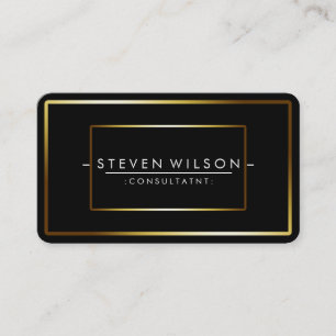 Elegant Black Professional Modern Plain Gold Business Card