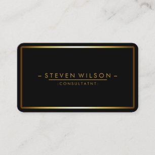 Elegant Black Professional Modern Plain Gold Business Card