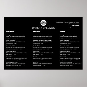 Elegant Black Professional Restaurant Logo Menu Poster