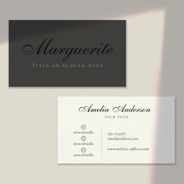Elegant Black Professional Social Media  Business Card (Creator Uploaded)