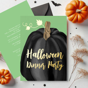 Elegant Black Pumpkin Halloween Dinner Party