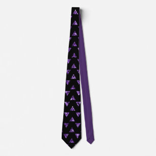Elegant Black Purple Gem Pattern  Tie