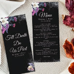 Elegant Black Purple Gothic Floral Skull Wedding Menu<br><div class="desc">Experience a unique blend of elegance and darkness with our Elegant Black Purple Gothic Roses and Floral Skull Wedding Menu. This gothic wedding menu is perfect for a hallowedding or moody fall celebration, bringing a touch of mystery and sophisticated to your special day. The design features a striking floral skull...</div>