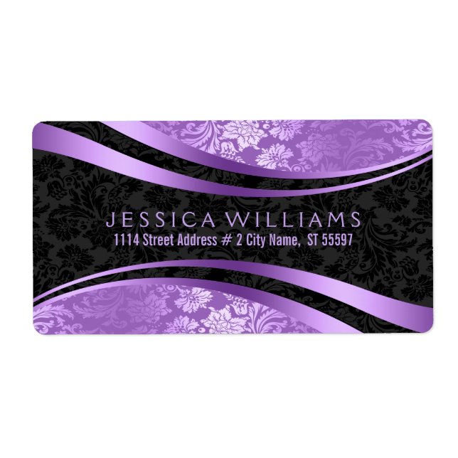 Elegant Black & Purple Vintage Floral Damasks (Front)