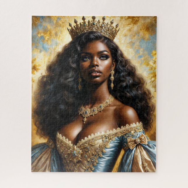Elegant Black Queen Wearing Crown Jigsaw Puzzle (Vertical)