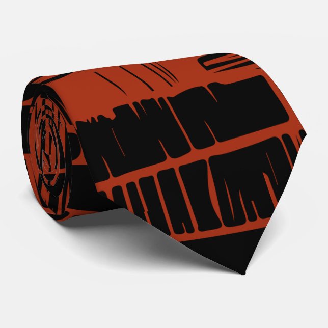 Elegant black &red abstract pattern  tie (Rolled)