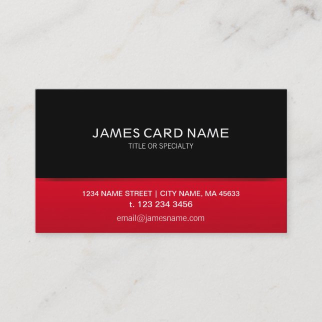 Elegant Black Red business card (Front)