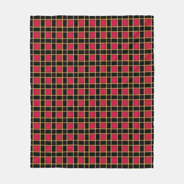 Elegant Black Red Chequered Pattern Fleece Blanket (Front)