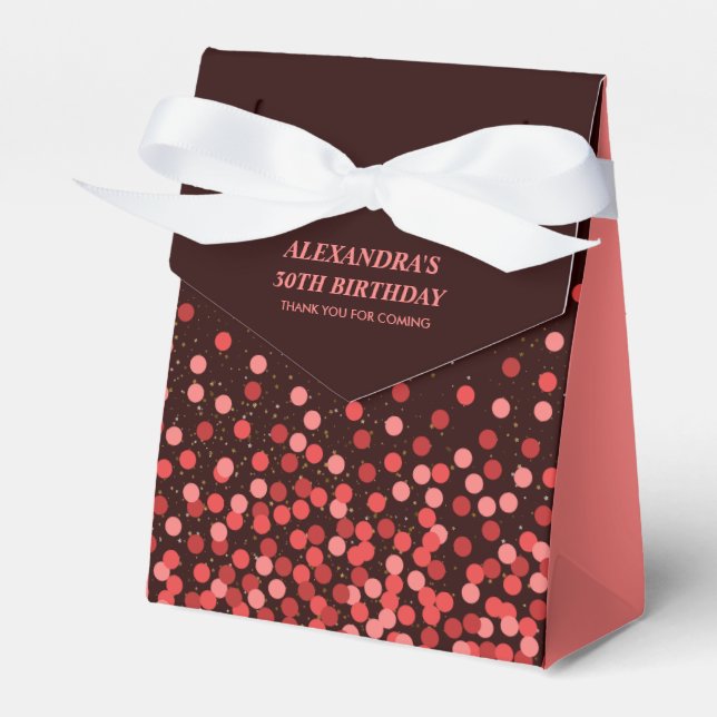 Elegant Black Red Confetti Thank You  Favour Box (Front Side)