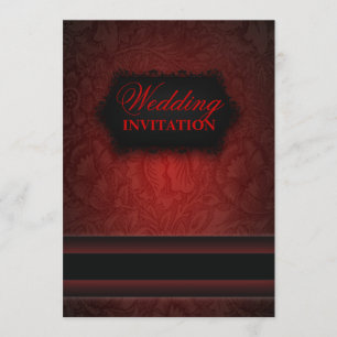 Elegant black Red damask Formal Wedding Invitation