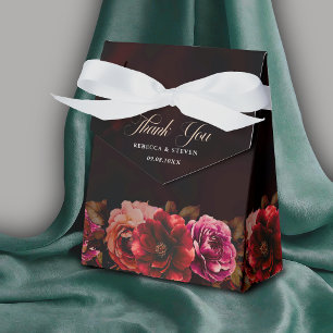 Elegant black red floral cute romantic wedding favour box