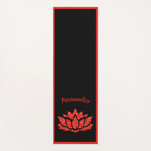 Elegant Black Red Lotus Flower Zen Yoga Namaste Yoga Mat