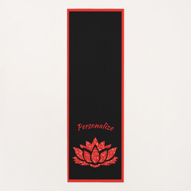 Elegant Black Red Lotus Flower Zen Yoga Namaste Yoga Mat (Front)