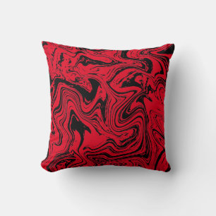 Elegant Black Red Marble Cushion