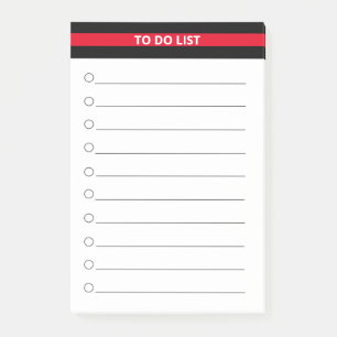 Elegant Black Red Personalised To Do List Post-it Notes