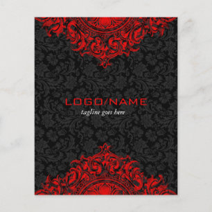Elegant Black & Red Vintage Floral Ornament Flyer