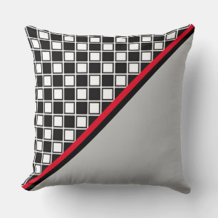 Elegant Black, Red, White & Silver Colours Cushion