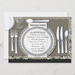 Elegant Black Rehearsal Dinner Invitations
