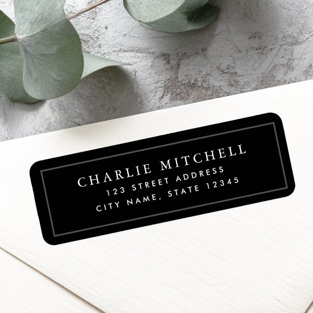 Elegant black return address (Elegant black return address label)