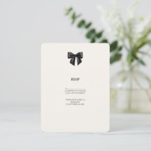 Elegant Black Ribbon Bow Wedding RSVP Card