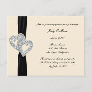 Elegant Black Ribbon Engagement Party Invitation