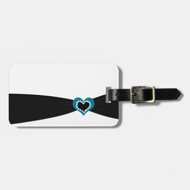 Elegant Black Ribbon Luggage Tag (Front Horizontal)