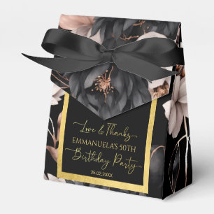 Elegant black rose gold birthday favors template favour box