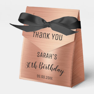 Elegant Black Rose Gold Birthday Thank You Party  Favour Box