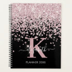 Elegant Black Rose Gold Diamond Glitter Monogram