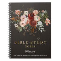 Elegant Black Rose Gold Floral Custom Bible Study