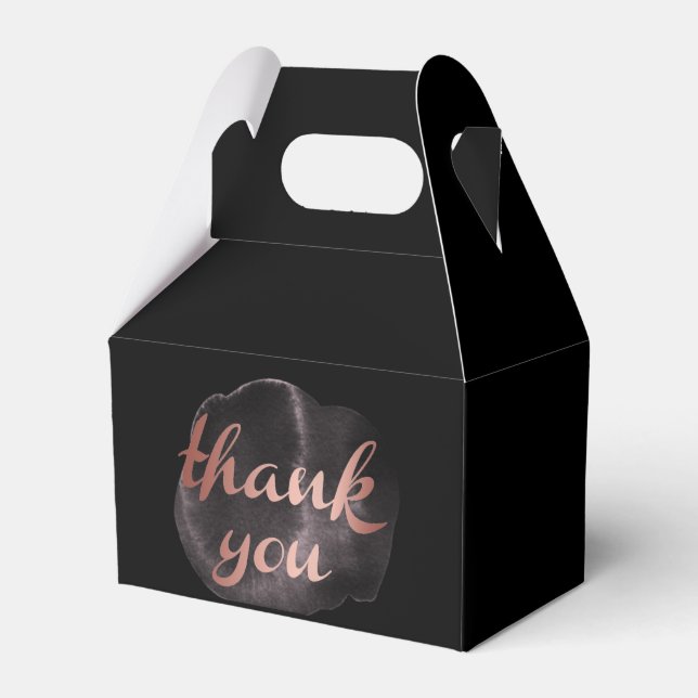 elegant black rose gold foil metallic thank you favour box (Front Side)