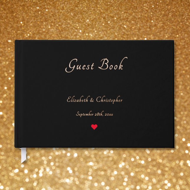 Elegant Black Rose Gold Foil Weddings Anniversary Guest Book (Elegant Black Rose Gold Foil Weddings Anniversary Guest Book)